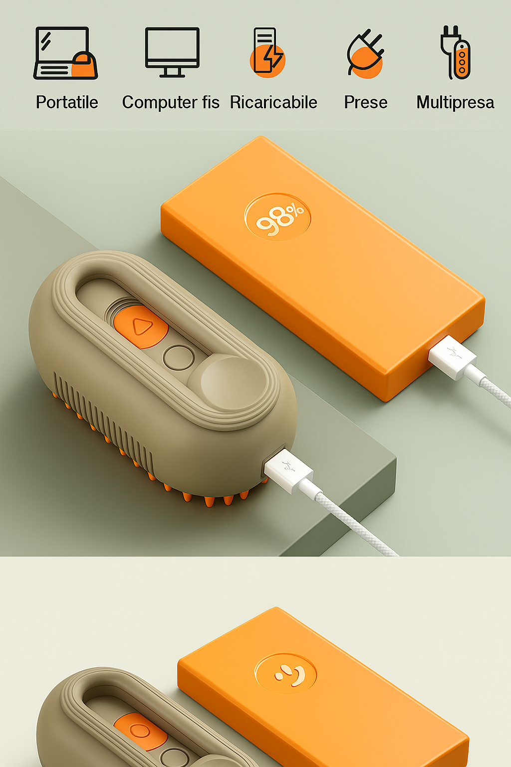 Spazzola a Vapore Ricaricabile per Gatti e Cani – Pulizia Profonda e Cura del Pelo