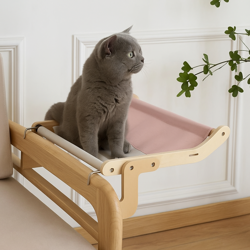 Amaca Sospesa in Legno per Gatti