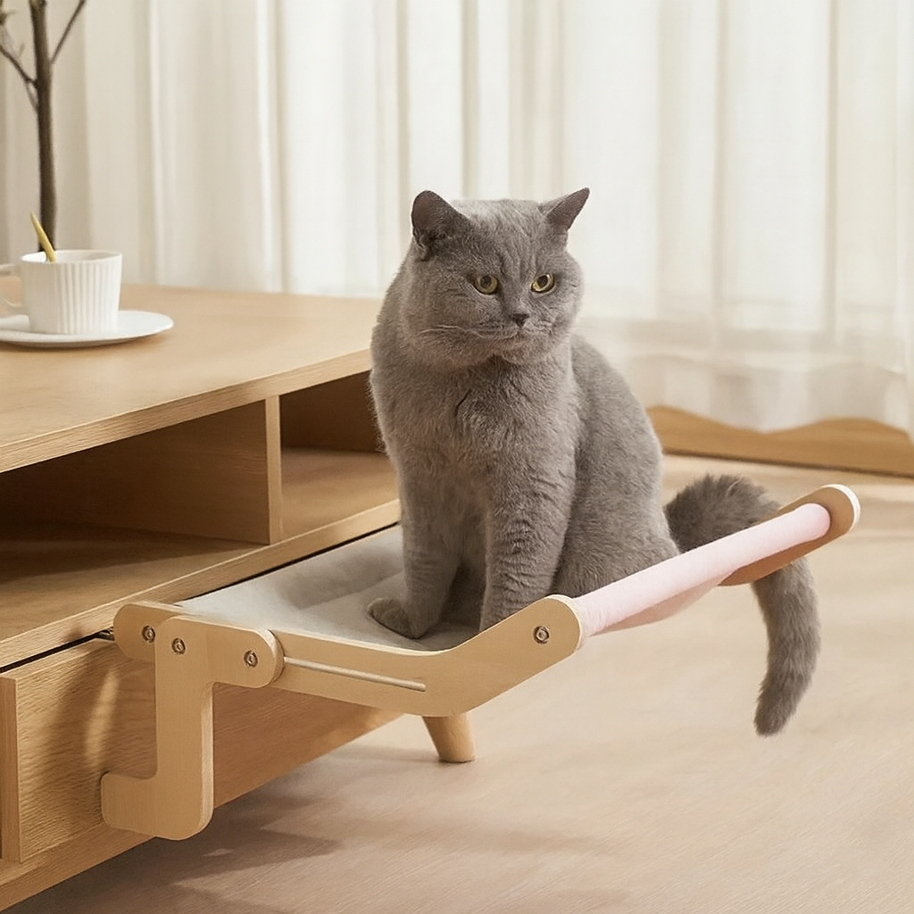 Amaca Sospesa in Legno per Gatti