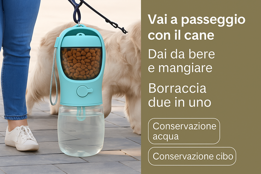 Borraccia 2 in 1 per Cani e Gatti – Acqua e Cibo da Viaggio