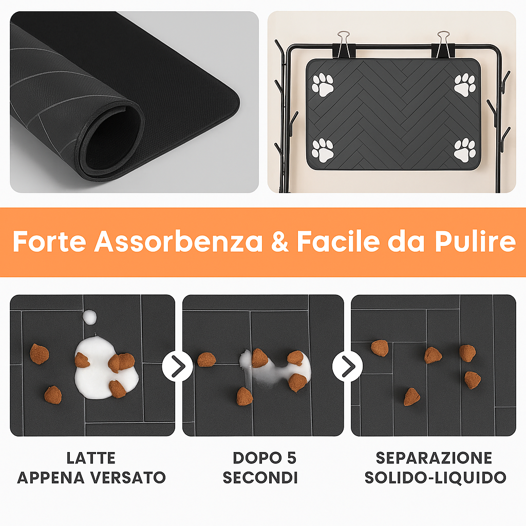 🐾 Tappetino Impermeabile Antiscivolo per Ciotole