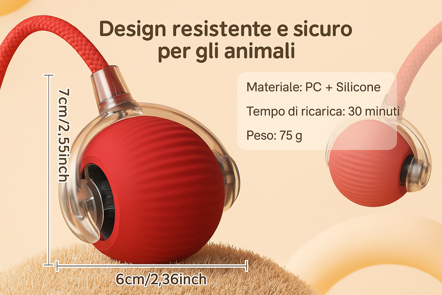 Palla Interattiva Automatica per Gatti – Giocattolo con Coda Ricaricabile USB