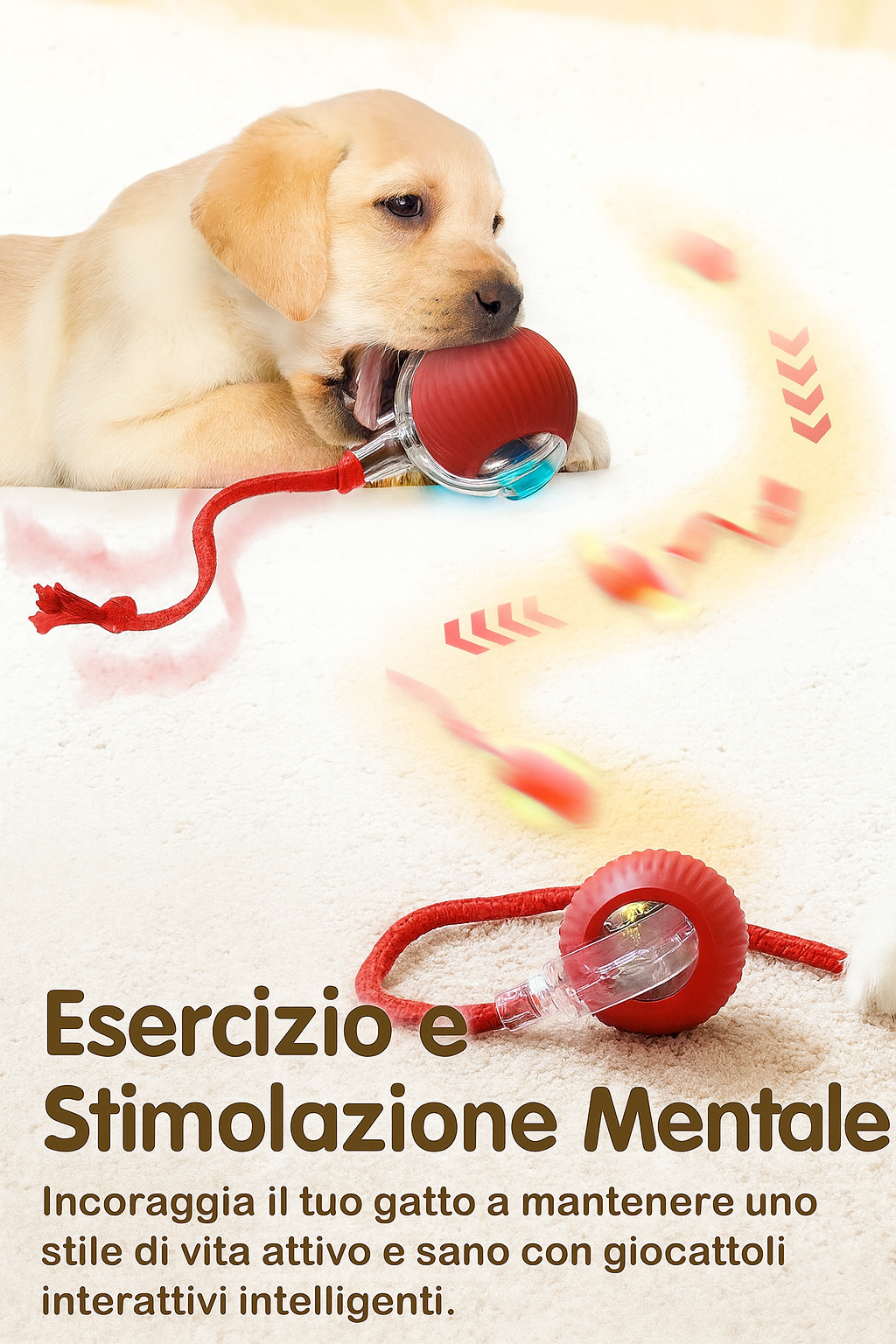 Palla Interattiva Automatica per Gatti – Giocattolo con Coda Ricaricabile USB