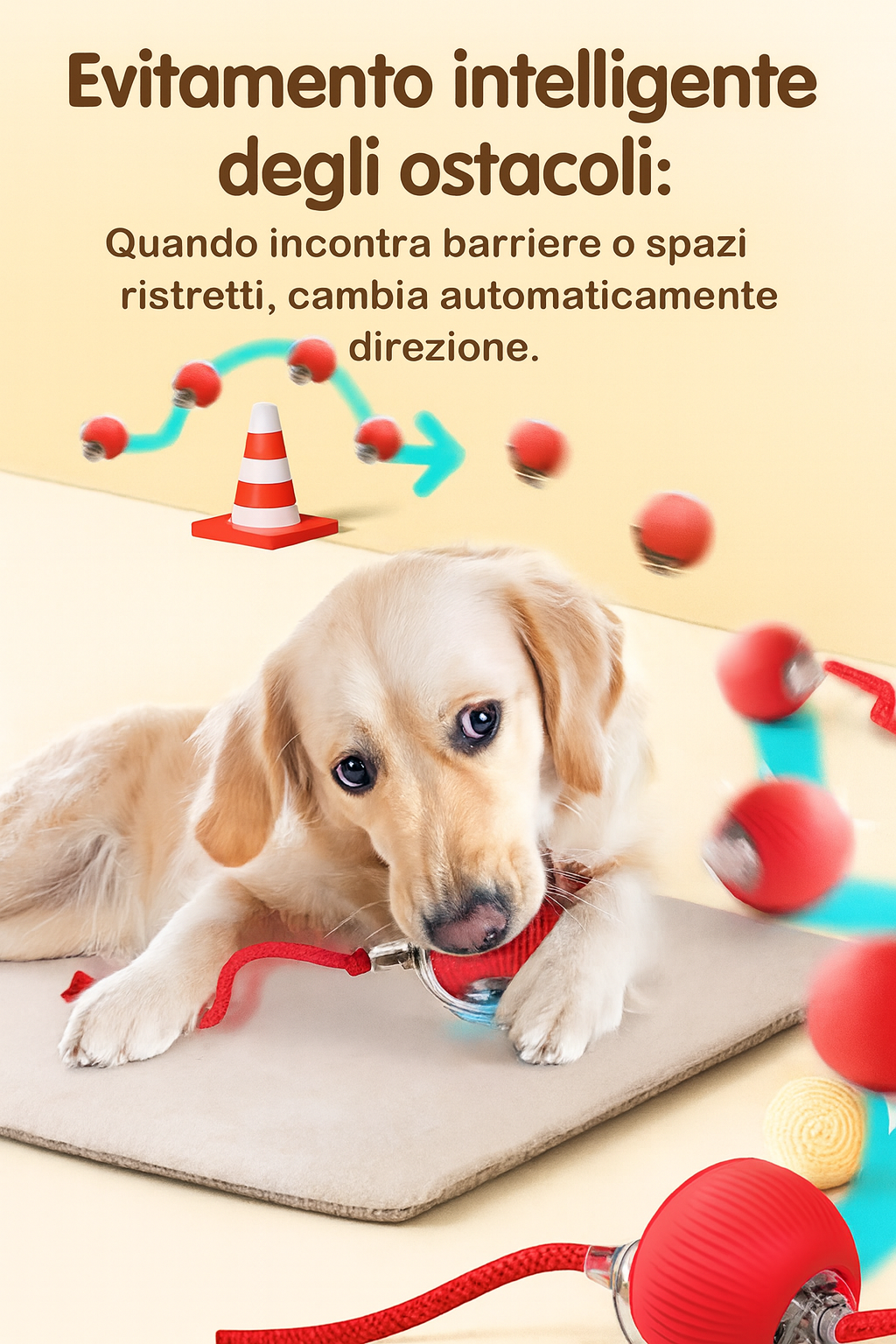 Palla Interattiva Automatica per Gatti – Giocattolo con Coda Ricaricabile USB