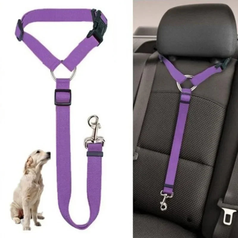 Cintura di Sicurezza per Auto 2 in 1 per Animali Domestici – Guinzaglio in Nylon Regolabile e Imbracatura per Cani