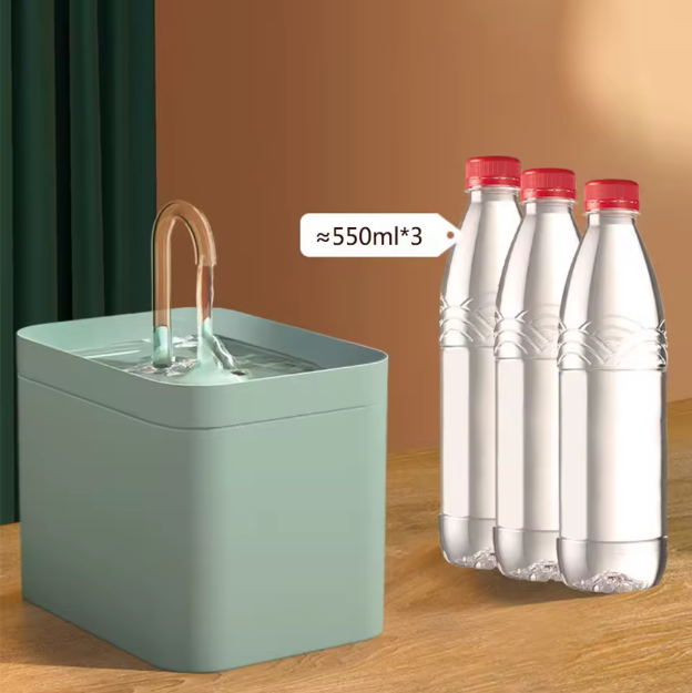 Fontana Automatica per Gatti 1,5L – Dispenser d’Acqua con Filtro a Ricircolo e Ricarica USB